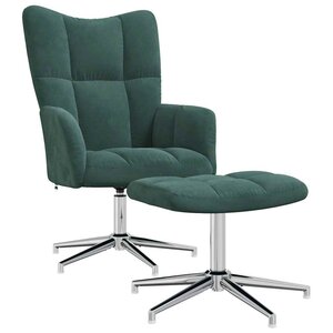 vidaXL Chaise de relaxation avec tabouret Vert foncé Velours