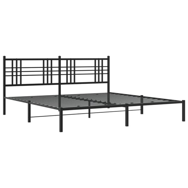 vidaXL Cadre de lit métal avec tête de lit noir 200x200 cm