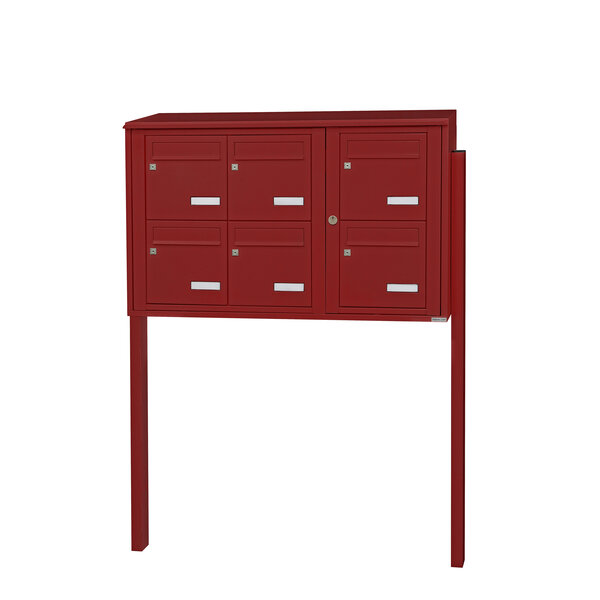 Bloc collectif Leabox 3x2  grade 3  simple face  extérieur  fixation sur pieds à sceller  rouge brun ral 3011 finition brillante