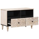 vidaXL Meuble TV Blanc 70 x 33 5 x 46 cm Bois de mangue massif