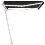 vidaXL Auvent manuel rétractable avec LED 450x350 cm Anthracite