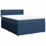 vidaXL Sommier à lattes de lit avec matelas Bleu 140x200 cm Tissu