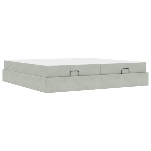 vidaXL Cadre de lit Gris clair 200 x 200 cm Velours