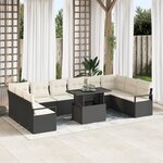 Ensemble de Canapé de Jardin de 11 Pièces avec Coussins en Rattan Poly Noir