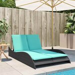vidaXL Chaise longue avec coussins Noir 114x205x73 cm Résine tressée