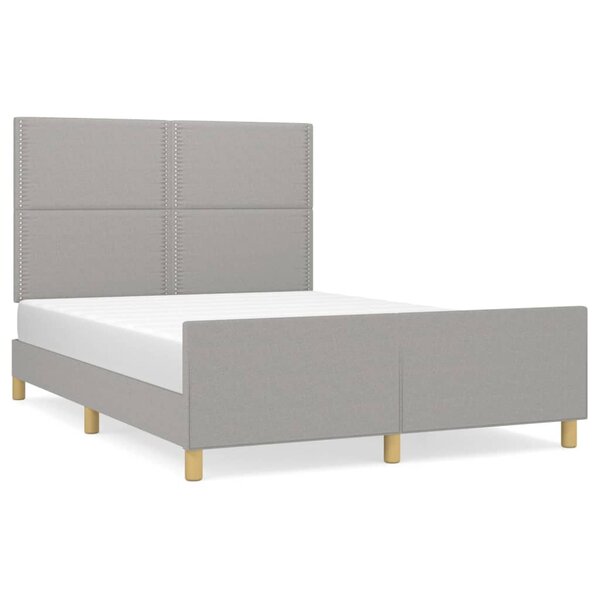 vidaXL Cadre de lit avec tête de lit Gris clair 140x190 cm Tissu