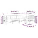 vidaXL Salon de jardin 5 Pièces avec coussins cire marron bois pin massif