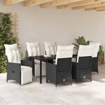 vidaXL Ensemble de salle à manger de jardin 7 pièces avec coussins en poly rattan noir