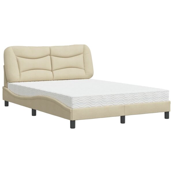 vidaXL Lit avec matelas Hvar crème 120x200 cm tissu