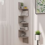 vidaXL Étagère d'angle murale gris béton 19x19x123cm bois d'ingénierie