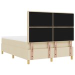 vidaXL Lit à Sommier avec Matelas & Banc Crème 140x200 cm Tissu