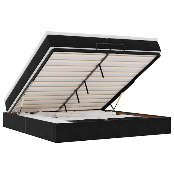 VidaXL Cadre de lit ottoman avec matelas noir 200x200cm velours