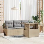 vidaXL Ensemble de 5 pièces de canapé de jardin avec coussins Beige Poly Rotin