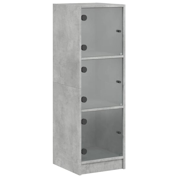 vidaXL Buffet avec portes en verre gris béton 35x37x109 cm