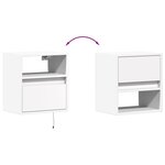 vidaXL Tables de chevet murales avec lumières LED 2 Pièces blanc