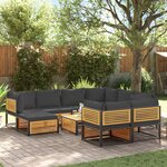 vidaXL Salon de jardin avec coussins 10 Pièces bois d'acacia solide