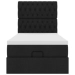 vidaXL Lit ottoman avec matelas noir 100x200 cm tissu