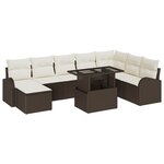 vidaXL Ensemble de canapé de jardin de 9 pièces avec coussins Marron Poly Rotin