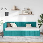 vidaXL Cadre de lit d'angle Turquoise 90 cm x 190 cm tissu