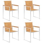 vidaXL Chaises de jardin lot de 4 avec coussins Bois de teck massif