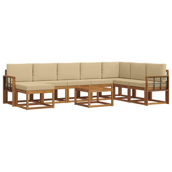 vidaXL Ensemble de canapés d'extérieur 9 pc Naturel et Beige