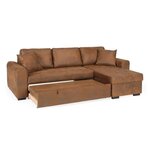 Canapé d'angle convertible réversible 4 places - Tissu Marron vintage - 244 x 151 x 90 -HAMILTON
