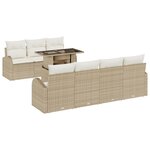 vidaXL Ensemble de canapé de jardin 8 pièces avec coussins beige en rattan poly