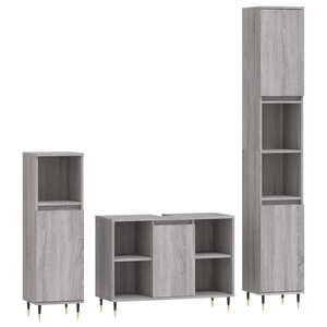 vidaXL Ensemble de meubles de salle de bain 3 Pièces Sonoma gris