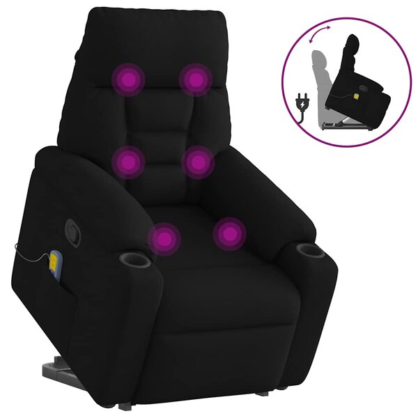 vidaXL Fauteuil de massage inclinable Noir Tissu