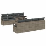 vidaXL Ensemble de canapé de jardin avec coussin 7 Pièces Gris polyrotin