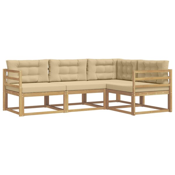 vidaXL Ensemble de canapés d'extérieur 3 pc Blanc et Beige Polyester