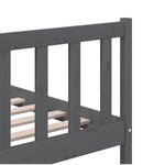 vidaXL Cadre de lit Gris 150x200 cm Très grand Bois massif