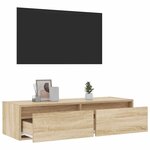 vidaXL Meuble TV avec lumières LED chêne sonoma 100X35 5x25 cm