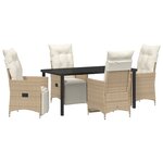 vidaXL Ensemble de salle à manger de jardin de 5 pièces avec coussins en Beige Poly Rattan