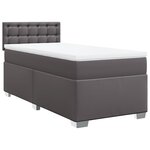 vidaXL Sommier à lattes de lit avec matelas Gris 100x200 cm Similicuir