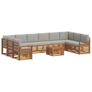 vidaXL Ensemble de canapés d'extérieur 11 Pièces Gris Naturel et Clair