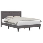 vidaXL Cadre de lit avec bandes LED Gris 120 x 190 cm Simili cuir