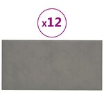 vidaXL Panneaux muraux 12 Pièces Gris clair 30x15 cm Velours 0 54 m²