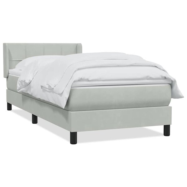 vidaXL Sommier à lattes de lit et matelas gris clair 90x220 cm velours