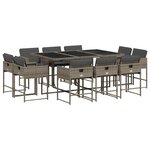 vidaXL Ensemble à manger de jardin 11Pièces avec coussins gris poly rotin