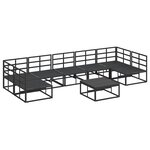 vidaXL Ensemble de canapé de jardin avec coussin 8 Pièces Noir Aluminium