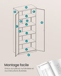 Armoire de rangement en acier placard de bureau à 5 niveaux double porte meuble de rangement pour garage bureau robuste gris 12_0003987