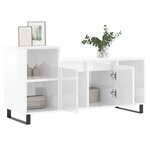 vidaXL Meuble TV Blanc brillant 100x35x55 cm Bois d'ingénierie