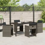vidaXL Ensemble de salle à manger de jardin 5 pièces avec coussins gris en poly rotin