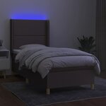 vidaXL Sommier à lattes de lit matelas LED Marron foncé 90x200cm Tissu