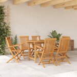 Ensemble de salle à manger de jardin de 7 pièces en bois massif de teck