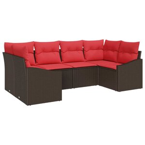 vidaXL Ensemble de Canapés avec coussin 6 Pièces Marron polyrotin