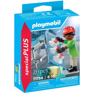 PLAYMOBIL 71754 - Vitrier avec deux vitres seau et accessoires