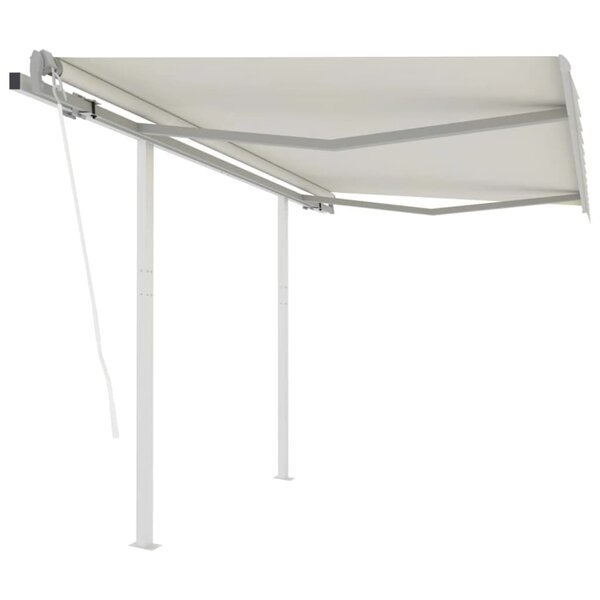 vidaXL Auvent rétractable automatique avec poteaux 3 5x2 5 m Crème