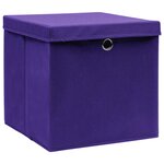 vidaXL Boîtes de rangement et couvercles 10Pièces Violet 32x32x32cm Tissu